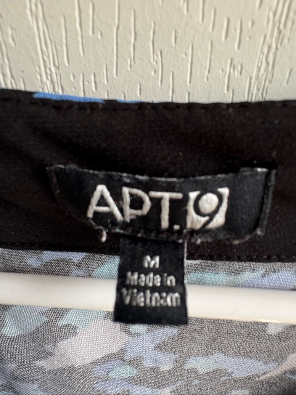 APT 9 Medium Blue Black Print Dress V Neck Empire Waist Knee Length Casual Work - Picture 4 of 5